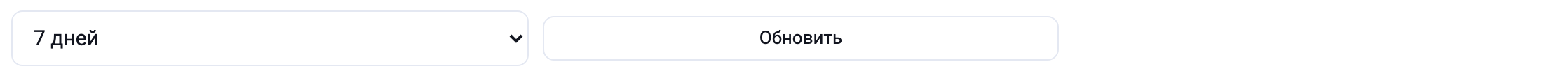 Период и кнопка «Обновить» на вкладке «Диалоги»